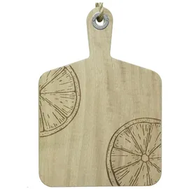 GAUMENKICK Schneidebrett Vesperbrett Mangoholz Zitronenmotiv Servierbrett natur Holzbrett