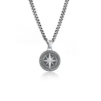 Kuzzoi Kette mit Anhänger Herren Panzerkette Kompass Maritim 925er Silber schwarz 60