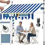 KESSER® Klemmmarkise mit Handkurbel & LED Lichterkette | Balkonmarkise ohne Bohren | Markise UV-beständig höhenverstellbar & wasserabweisend | Sonnenschutz für Balkon Terrasse & Garten 350cm