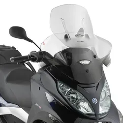 GIVI Airflow voorruit transparant, 570-690 mm hoog 650 mm breed voor Piaggio modellen (zie hieronder) Voorruit