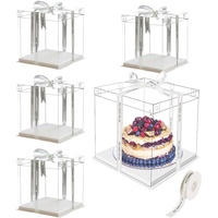 TAZZOR 5 Stück Transparente Kuchenbehälter, 6 inch Tortenschachtel Dessert Box Cake Box mit Deckel Doppelschicht Tortenschachtel Kunststoff Geschenk Boxen (22 * 22 * 24)