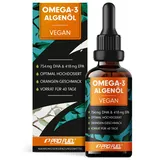 Omega-3 Algenöl 100 ml - hochdosiert mit 2297 mg Algenöl, davon 754 mg DHA & 418 mg EPA - veganes Omega-3 Öl mit angenehmem Orangen-Geschmack - laborgeprüft mit Zertifikat - Vorrat für 40 Tage