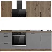 WIHO KÜCHEN Küchenzeile Elba 220 cm grau