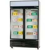 Romux® Glastürkühlschrank 700 Liter 2 Tür Belüftet mit Umluftsystem | Professioneller Getränkekühlschrank mit Glastür & LED | Flaschenkühlschrank