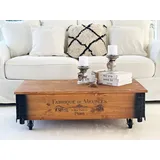 Uncle Joe ́s Couchtisch Meubles Truhentisch Truhe im Vintage Shabby chic Style aus Massiv-Holz in braun mit Stauraum und Deckel Holzkiste Beistelltisch Landhaus Wohnzimmertisch Holztisch nussbaum