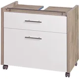 Schildmeyer Waschbeckenunterschrank 2 Schubladen 67 x 62 x 35 cm Weiß / Wildeiche