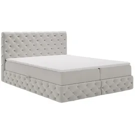 kaiser möbel Chesterfield-Kontinentalbett Luxury Stoff Royal Velvet Silber 120x200 cm - Silber