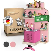 Sternfeld Kinderregal Tonie Regal magnetisch – Wandregal für 32/52 Toniefiguren, Grau & Rosa, abgerundete Ecken, Magnetleiste, Aufhängehaken für Kopfhörer rosa