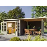 Gartenhaus Gerätehaus Terragrau Flachdach Doppeltür Garten Holz Holzhaus