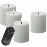 unique candles LED Kerzenset UNIQUE Rustik-Optik H: 15cm mit Batterien Fernb. 4er Set