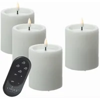 unique candles LED Kerzenset UNIQUE Rustik-Optik H: 15cm mit Batterien Fernb. 4er Set