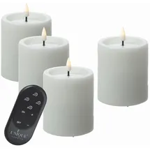 unique candles LED Kerzenset UNIQUE Rustik-Optik H: 15cm mit Batterien Fernb. 4er Set