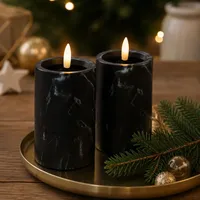 Mojawo LED Kerze Stumpenkerze 2 St. Schwarz