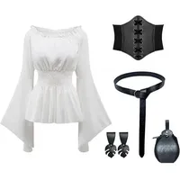 Piratenkostüm Damen Mittelalter Bluse Korsett Halloween L Weiß