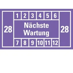Dreifke® Prüfplakette Nächste Wartung 28, violett, Dokumentenfolie, 45x25mm, 12 Stk.