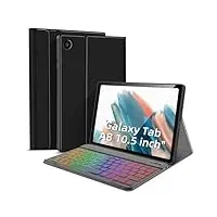 Tastaturhülle für Samsung Galaxy Tab A8 10,5 Zoll 2022, Hülle mit Tastatur mit Hintergrundbeleuchtung für Galaxy Tab A8 SM-X200/X205/X207, abnehmbare Bluetooth-Tastatur Tablet Schutzhülle (schwarz)