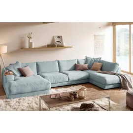 KAWOLA Wohnlandschaft U-Form Madeline Cord Longchair links hellblau