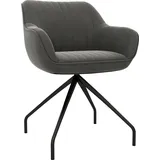 Homcom Sessel Drehbarer Loungesessel mit Armlehne, Samtoptik, Drehsessel mit Metallbeine, für Schlafzimmer, Wohnzimmer, Dunkelgrau