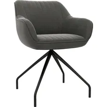 Homcom Sessel Drehbarer Loungesessel mit Armlehne, Samtoptik, Drehsessel mit Metallbeine, für Schlafzimmer, Wohnzimmer, Dunkelgrau