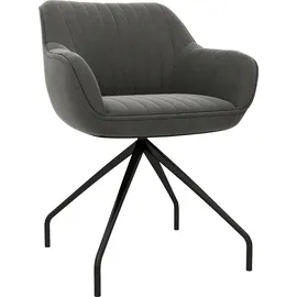 Homcom Sessel Drehbarer Loungesessel mit Armlehne, Samtoptik, Drehsessel mit Metallbeine, für Schlafzimmer, Wohnzimmer, Dunkelgrau