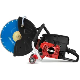 Eberth Benzin Trennschleifer 350 mm, 3 kW, 64,6 ccm, Nass-/Trockenschnitt, 110 mm Tiefe, rot