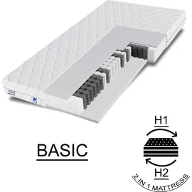TULENA NOX Federkernmatratze Taschenfederkern Matratze 90 x 200 cm, H1 / H2, - Bezug waschbar - Basic