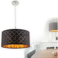 GLOBO Hängelampe Esszimmer LED Pendelleuchte Wohnzimmer Textil Schwarz 15229HLMDS