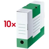 Cartonia Archivboxen weiß/grün 8,3 x 34,0 x 25,2 cm, 10 St.