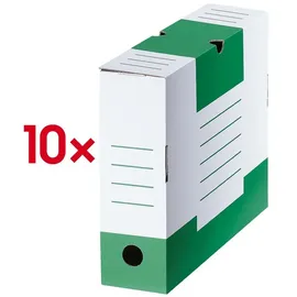 Cartonia Archivboxen weiß/grün 8,3 x 34,0 x 25,2 cm, 10 St.