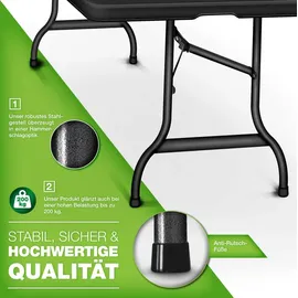 tillvex Klapptisch 180 x 75 x 74 cm Schwarz