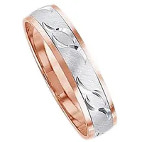 Trauring FIRETTI "Schmuck Geschenk Gold 375 Hochzeit Ehering "LIEBE"" Fingerringe Gr. 21, ohne Brillant, Weißgold 375-Roségold 375, 5mm, rosegold (weißgoldfarben-roségoldfarben) Made in Germany, wahlweise mit oder ohne Brillant