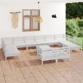 vidaXL Garten-Lounge-Set 13-tlg. weiß Kiefer