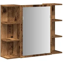 vidaXL Bad-Spiegelschrank Altholz-Optik 80x20,5x64 cm Holzwerkstoff