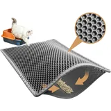 Garoopion Katzenklo Matte, 76x61cm EVA Katzenstreu Matte, Waben Design Katzenmatte Katzenklo, Doppelte Schichte Entwurf, Grau