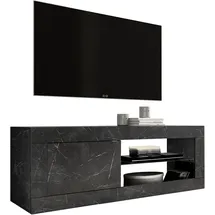 INOSIGN Lowboard INOSIGN "Basic Breite 140 cm, TV-Board 1 Tür, 2 offene Fächer (Glasboden)", grau (marmor anthrazit), B:140cm H:56cm T:43cm, Sideboards, Lowboard, TV-Kommode, Metallgriff, moderne Rahmenoptik, Farbauswahl