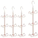 Relaxdays 4 x Handtaschenbügel 6 Haken, platzsparende Handtaschen Aufbewahrung, Taschenhaken Metall, Taschenhalter, kupfer
