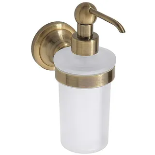 Brillantbad BETRO BRONZE Seifenspender Messing Glas Bronze 80x190x120 mm, 230 ml für Bad & Küche >> zum Bohren