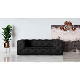 Home Affaire 2-Sitzer HOME AFFAIRE "FOLLINA", schwarz, B:193cm H:71cm T:100cm, 100% Polyester, Sofas, 2-Sitzer Sofa mit klassischer Chesterfield-Knopfheftung