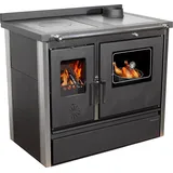Kaminofen mit Backfach und Herdplatte 4050 Lotus Inox Schwarz Holzofen 11 kW Holz Ofen Mehrfachbelegung Kamin Heizofen Küchenherd - Schwarz
