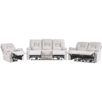 Beliani Sofa Set elektrisch verstellbar 6-Sitzer BERGEN Samtstoff Sandbeige mit Usb-anschluss