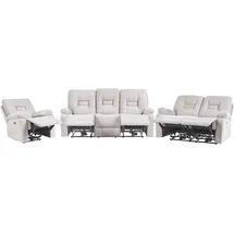 Beliani Sofa Set elektrisch verstellbar 6-Sitzer BERGEN Samtstoff Sandbeige mit Usb-anschluss