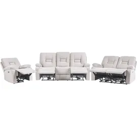 Beliani Sofa Set elektrisch verstellbar 6-Sitzer BERGEN Samtstoff Sandbeige mit Usb-anschluss