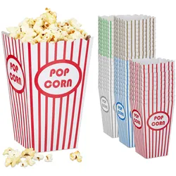 Relaxdays Popcorntüten, 50er Set, gestreift, Retro-Optik, Kino, Filmabend Zubehör, Pappe, Popcornbehälter, mehrfarbig