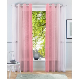 my home Gardine Valverde, my home, Ösen (2 St), transparent, Voile, Vorhang, 2-er Set, Fertiggardine, Farbverlauf rosa 144 cm x 265 cm