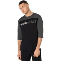 super.natural Contrast 3/4-arm T-shirt - Jet Black / Pirate Grey Melange - XL