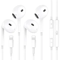 2 Pack iPhone Kopfhörer mit Kabel, [MFi-Zertifiziert] In-Ear Kopfhörer HiFi mit Anschluss Mikrofon und Lautstärkeregler,Kopfhörer Lightning mit iPhone 14/14 Pro/13/12/11/XR/XS/X/8/7/SE