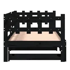 vidaXL Tagesbett Ausziehbar Schwarz 2x(80x200) cm Massivholz Kiefer