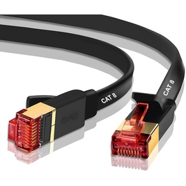 IBRA CAT8 Ethernet Gigabit LAN-Netzwerkkabel (RJ45), SSTP, 40 Gbit/s, 2000 MHz, flach, Schwarz, 10 m