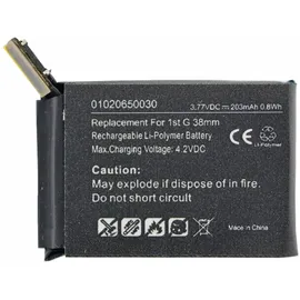 AccuCell Akku passend für die Apple iWatch 38mm Li-Polymer Akku A1578, A1553, iWatch 1st G 38mm, 3,8 Volt 203mAh mit 0,8Wh
