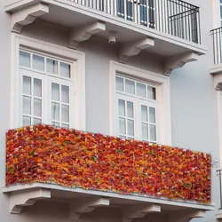 Balkonsichtschutz N77, Sichtschutz Windschutz Verkleidung f√or Balkon Terrasse Zaun ~ 300x150cm Ahorn rot-gelb